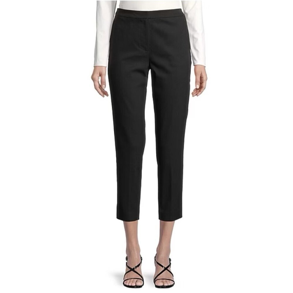 Worthington Women's Slim Leg Pants Size 14 Black Mid Rise 26.5" Inseam NWT $49